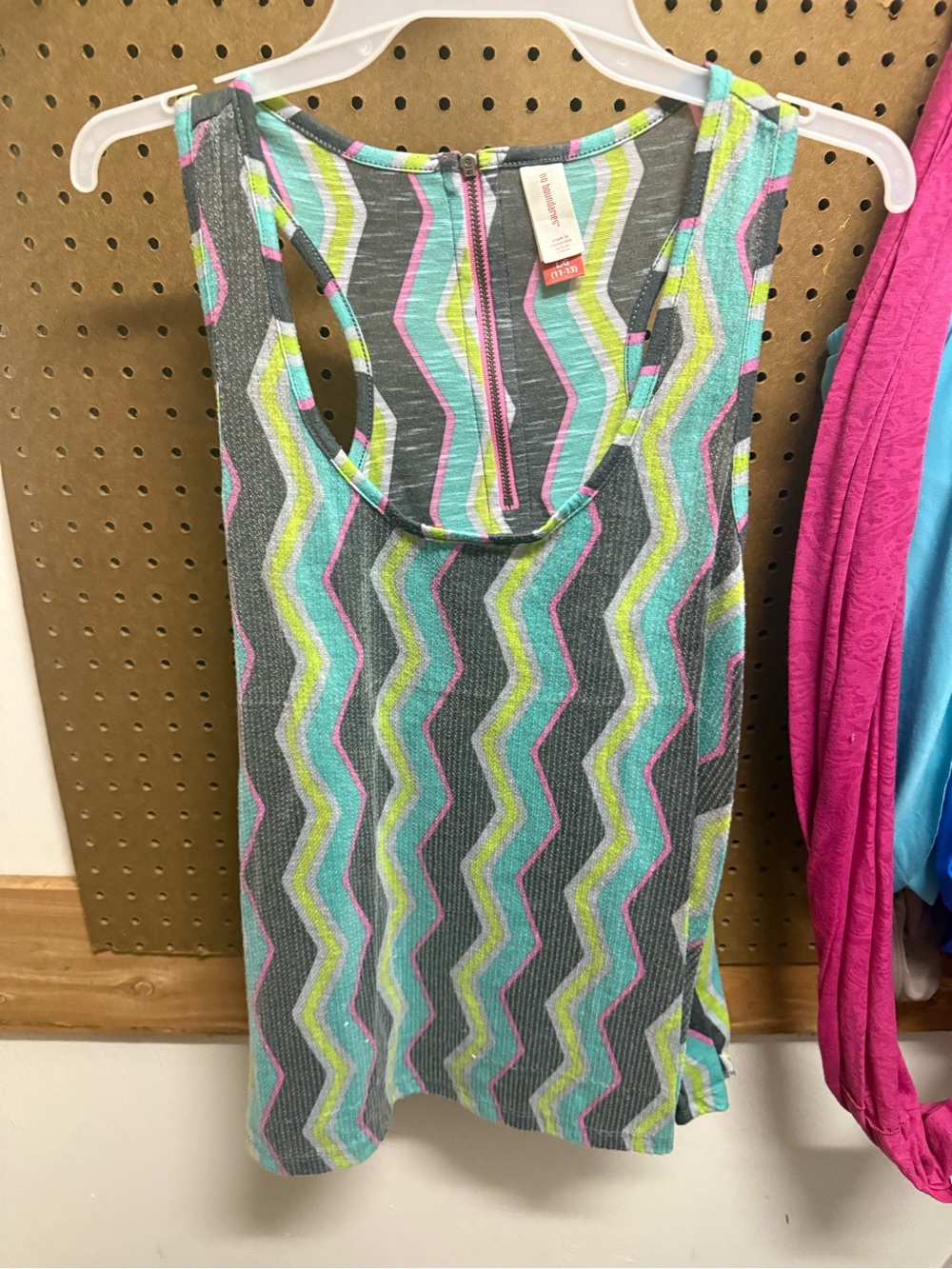 Chevron Zigzag Tank Top in Gray, Mint, Pink & Yellow